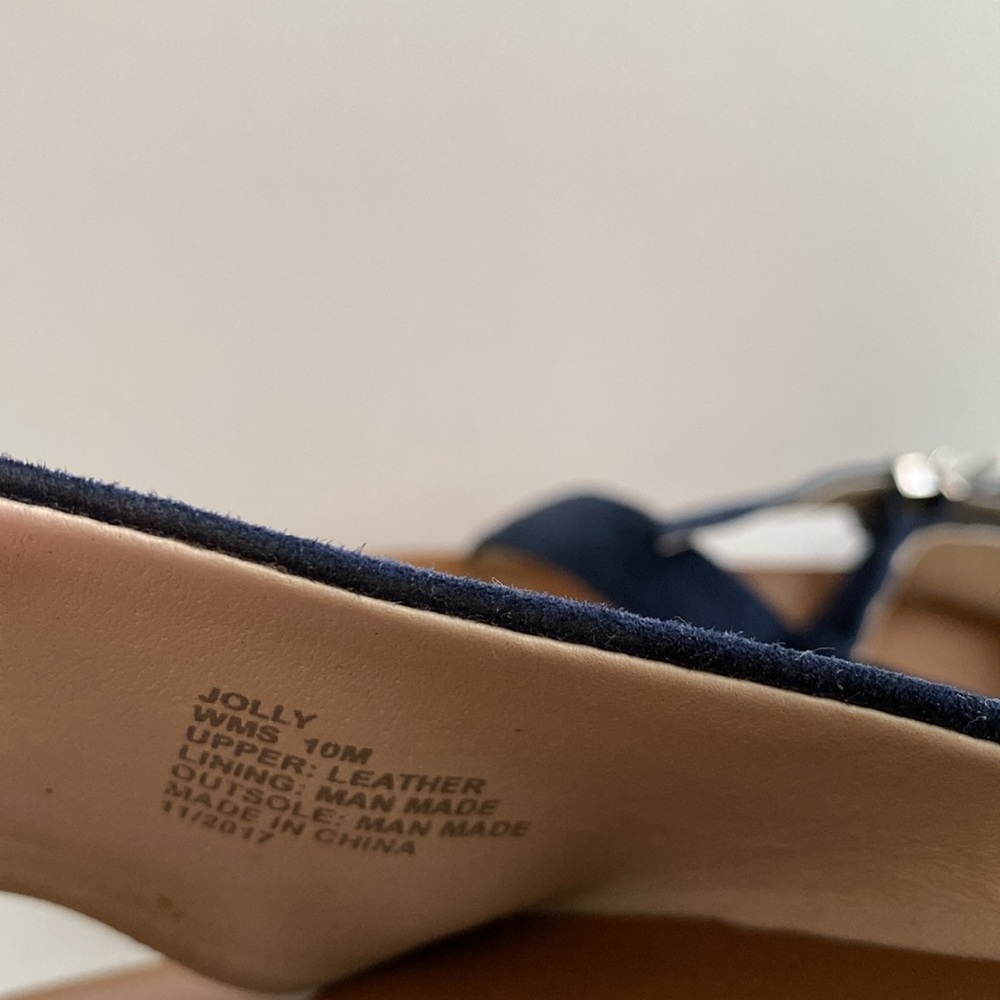 Kenneth Cole Reaction Navy Blue Jolly Leather Upper Suede Sandals Size 10 - Picture 9 of 9